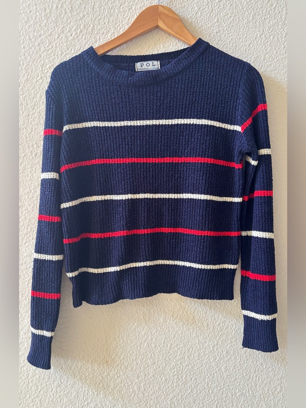 POL Striped Sweater Zipper Small